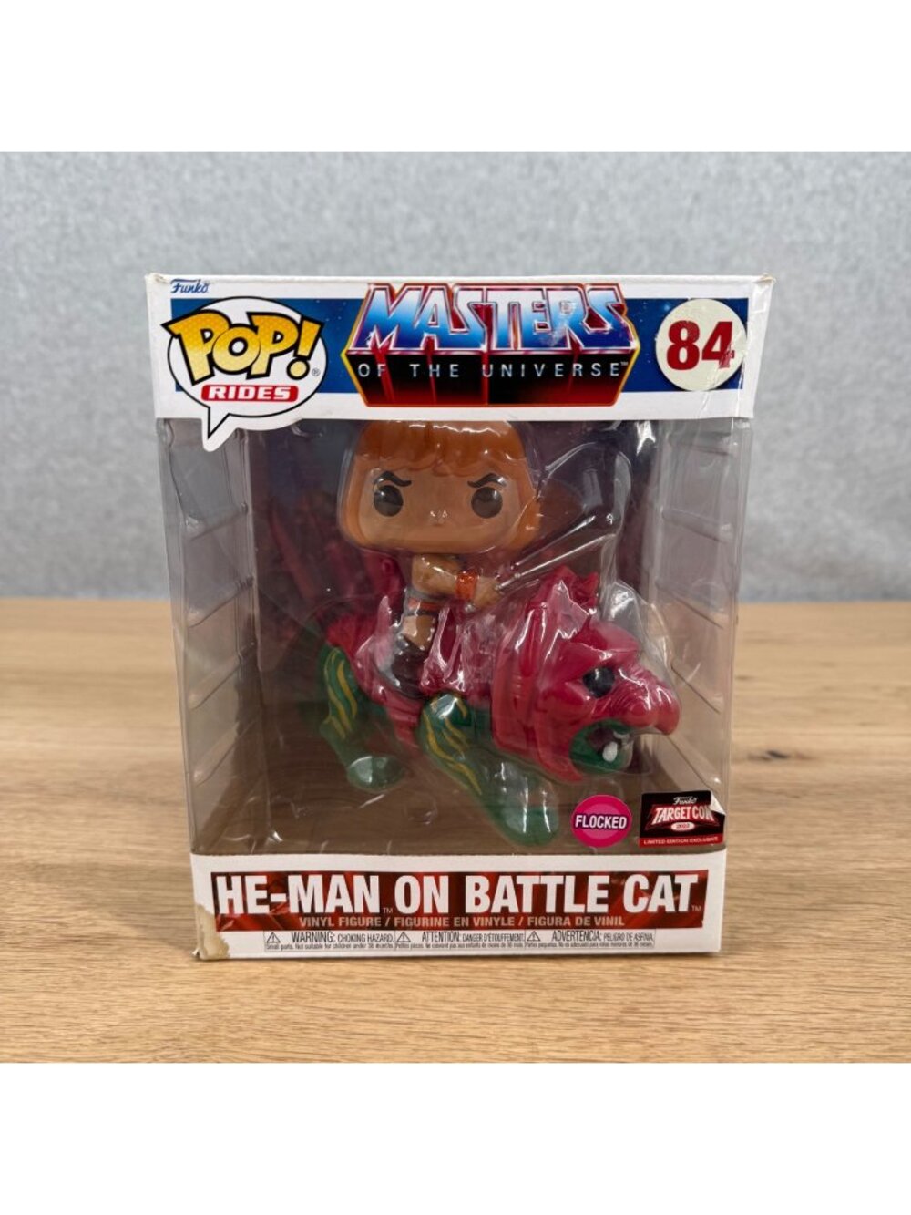 Funko Pop Rides Masters of the Universe He-Man Battle Cat #84 Exclusive Flocked